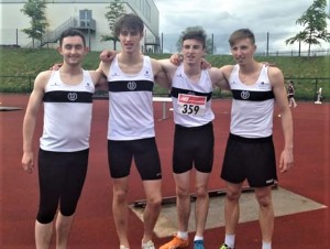 06. Relay team (Conor Fox, Zak Higgins, Paul McDermott, Alex Clarkin) that won the Leinster Junior 4x100m w. a championship record