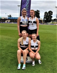 02. 4 x 100m bronze quartet Top Lucy Hurley, Roisin Rynn-Cahill, Bottom - Sarah Lahiff, Eva McPartlan